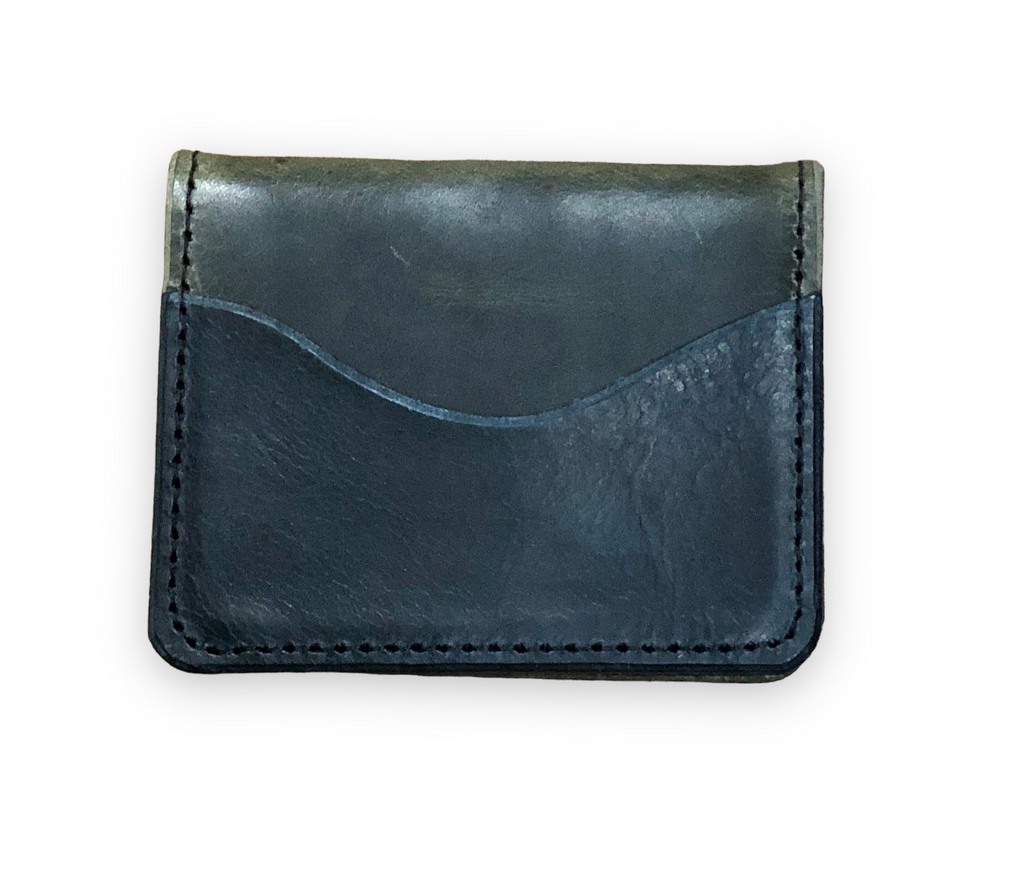 Minimalist 5 pocket Bifold card wallet in Steel Grey and Navy Blue (waxy)