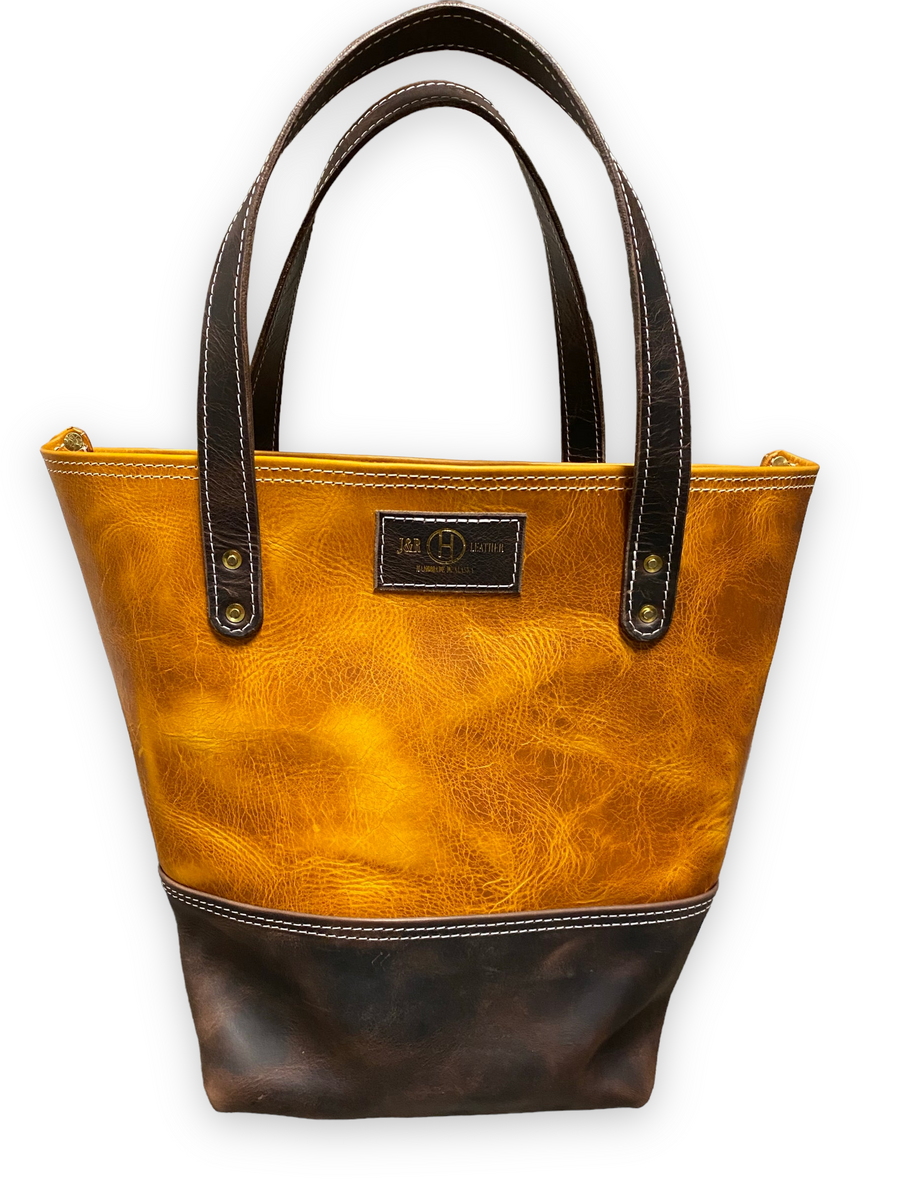 Interior Tote (Golden Yellow and Dark Brown ) – J&R Circle H Leather