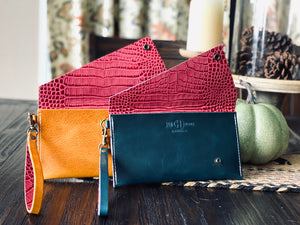 Croc lined Cordova Clutch